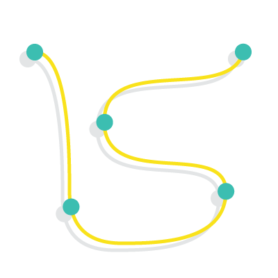 Icon of dots connected by a line represented a user journey